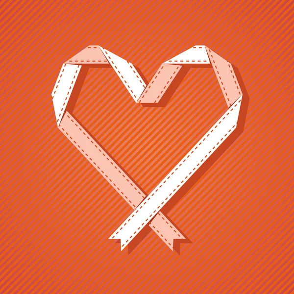 Romántico corazón de origami de cinta — Vector de stock