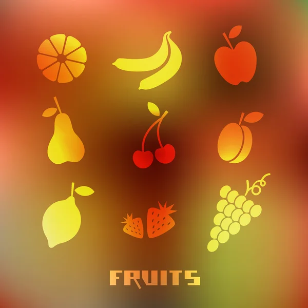 Icône de fruits sur fond flou — Image vectorielle