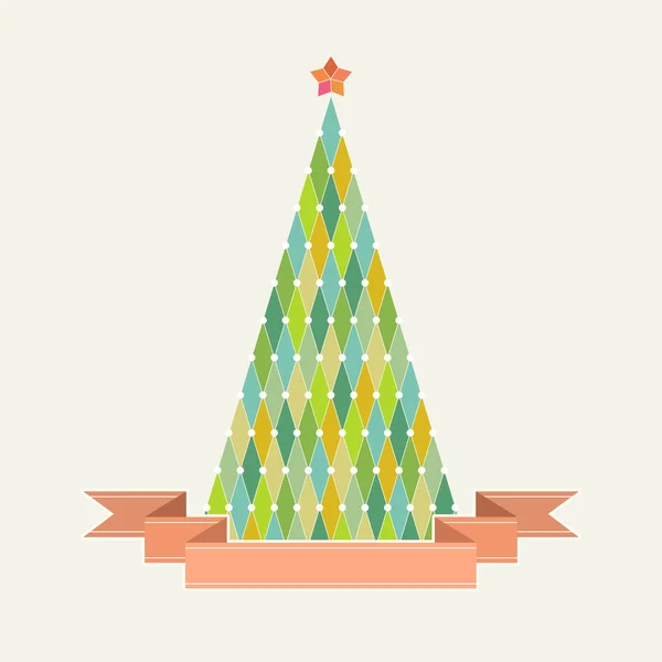 Kerstboom met banner — Stockvector