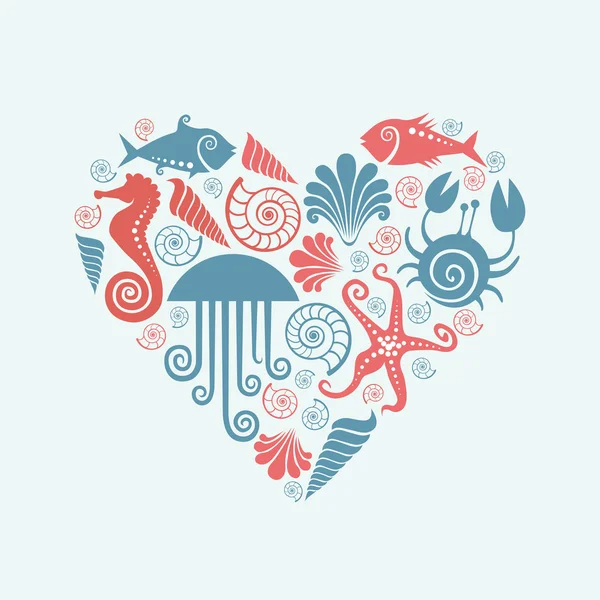 Kalp deniz fauna simgeler