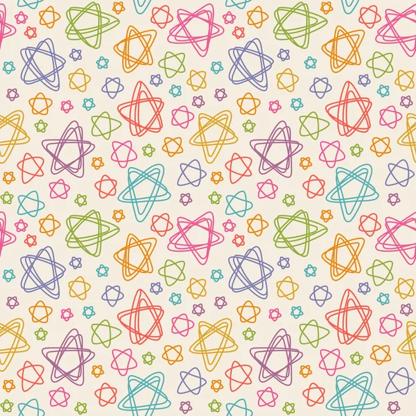 Seamless pattern with color stars of doodles — Stock Vector