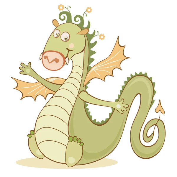 Карикатурный веселый дракон — стоковый вектор