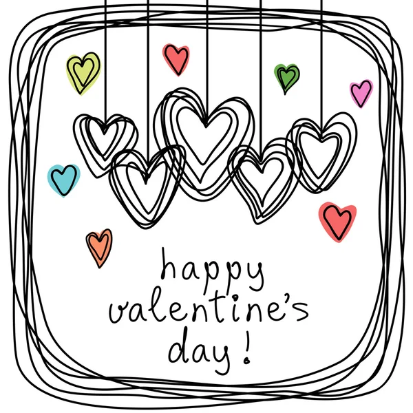 Valentine doodles card with hearts Royalty Free Stock Illustrations