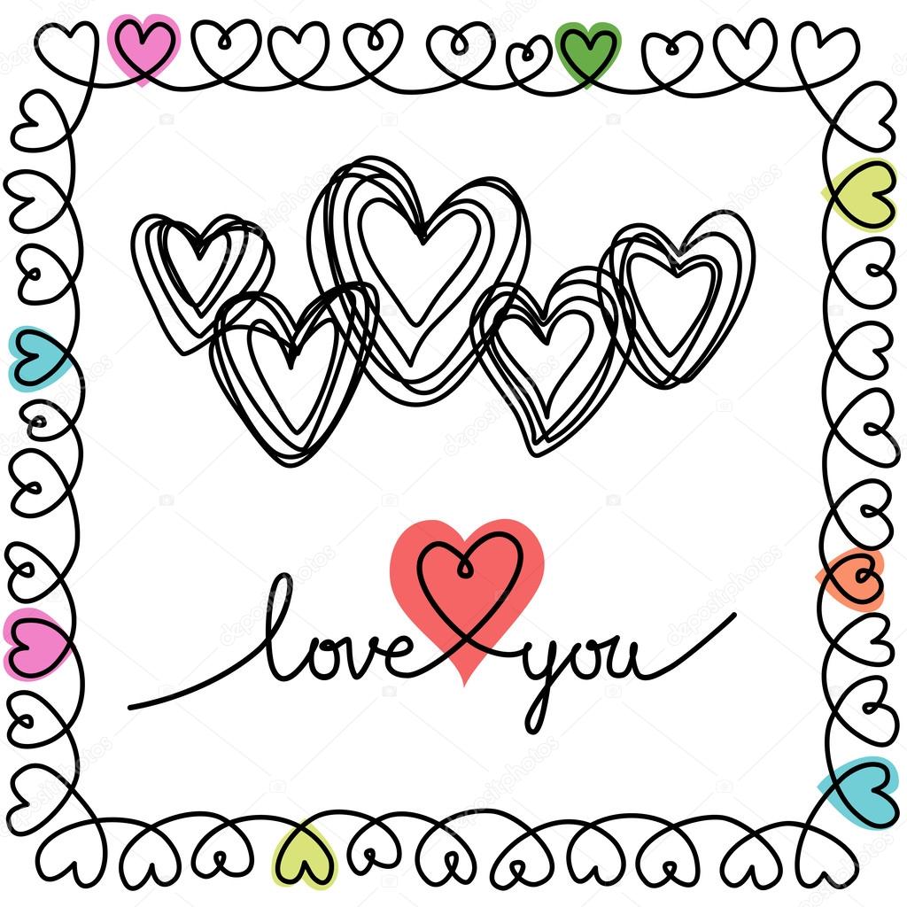 Doodle hearts and frame