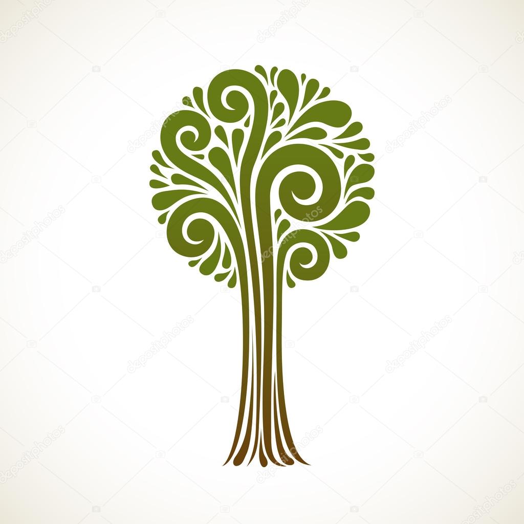 Background with tree of swirl element. Decorative icon. Concept of art and creation