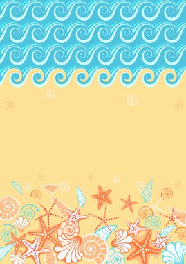 Background with beach and text box clipart