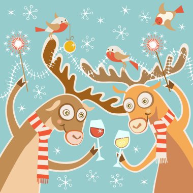 Noel kartı ile karikatür geyik