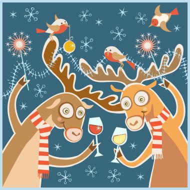 Noel kartı ile neşeli parti