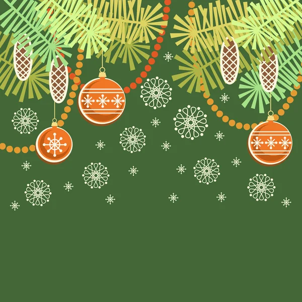 Christmas background with decoration, branches — Stock Vector
