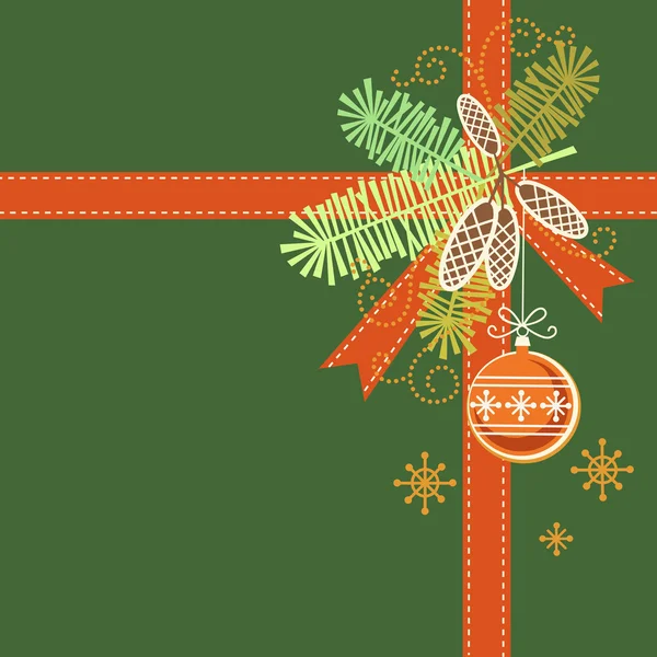 Xmas gift card met decoratie — Stockvector