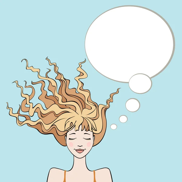 Dreaming woman with thought bubble — Stock Vector