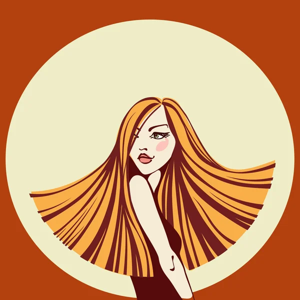 Jeune femme aux cheveux longs — Image vectorielle