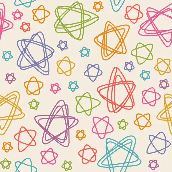 Naadloze patroon met kleur sterren van doodles — Stockvector