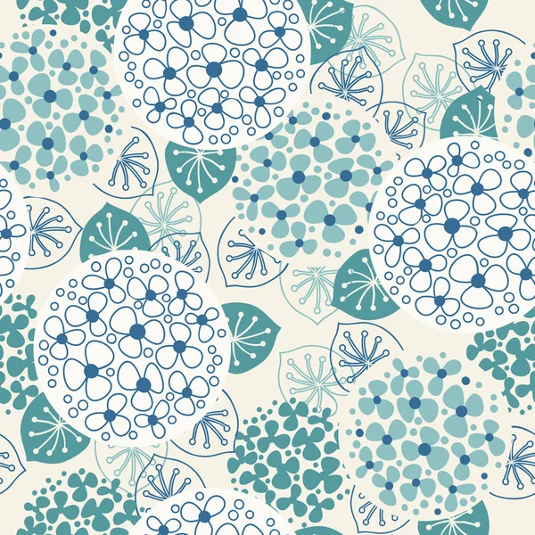 Seamless floral cute blue pattern — Stock Vector