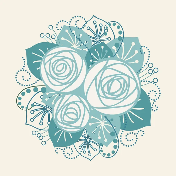 Ramo de rosas blancas — Vector de stock