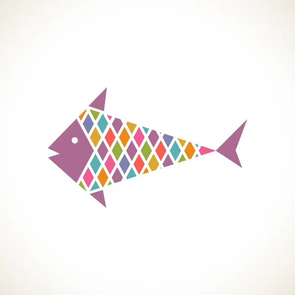 Ikon warna geometris ikan - Stok Vektor
