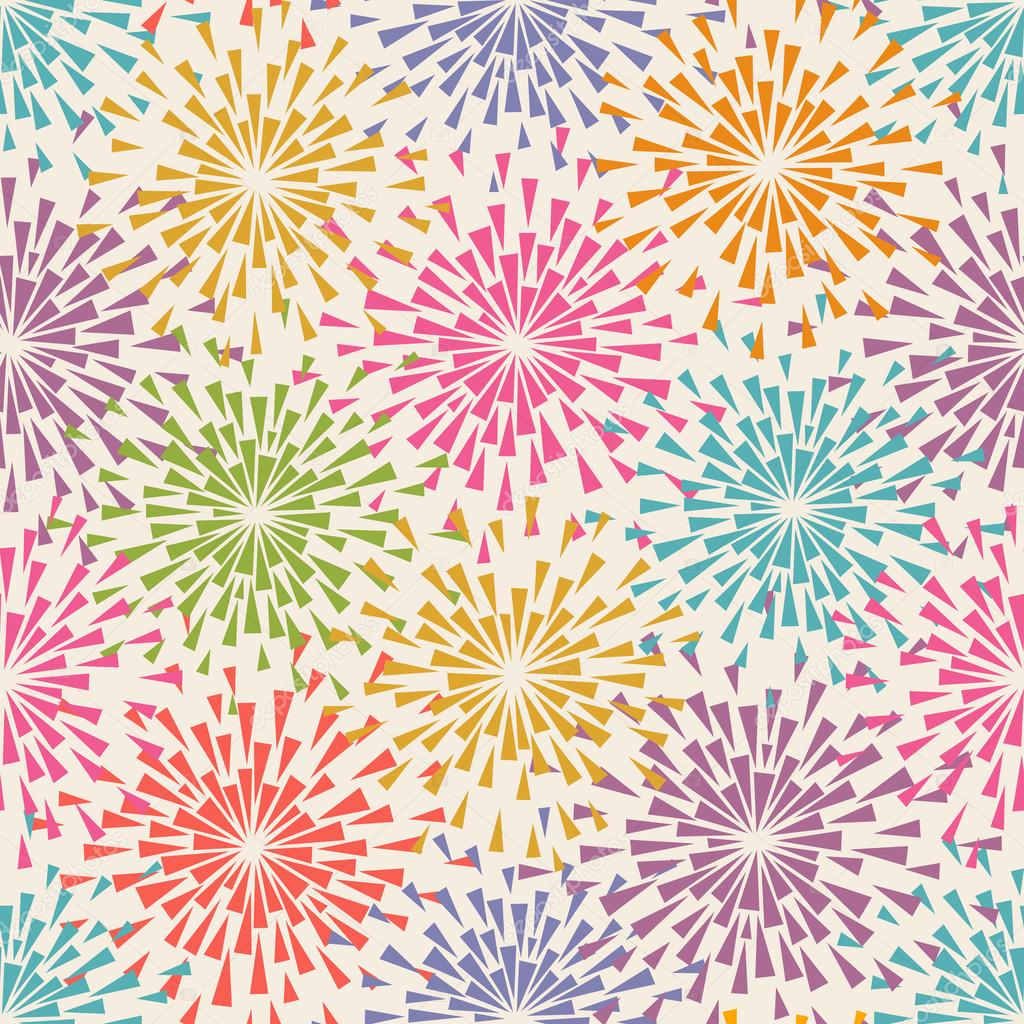 Seamless pattern with lights fireworks