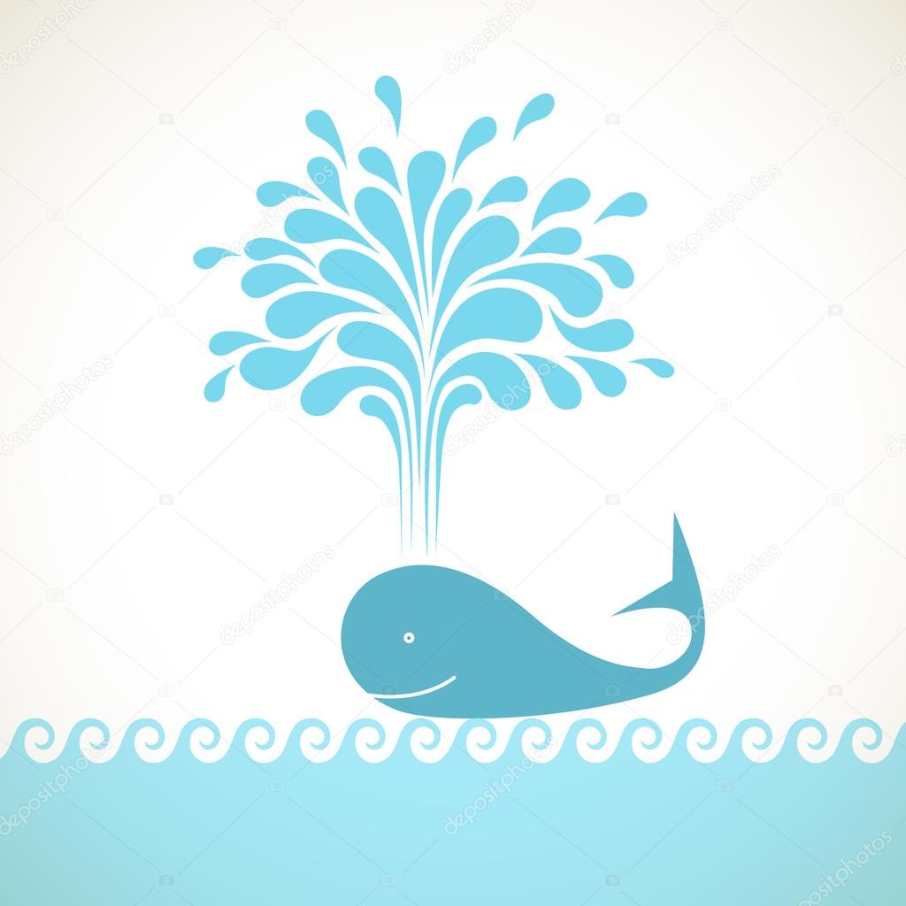 Icon of whale with fountain of water
