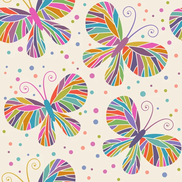 Seamless pattern with color butterflies — Stock Vector