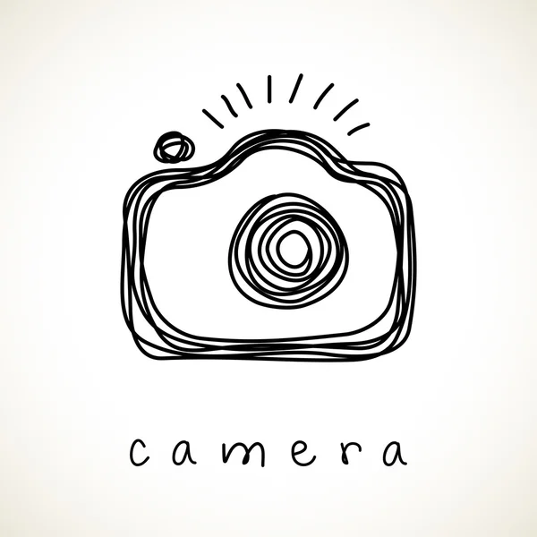 Icône de caméra dessinée à la main — Image vectorielle