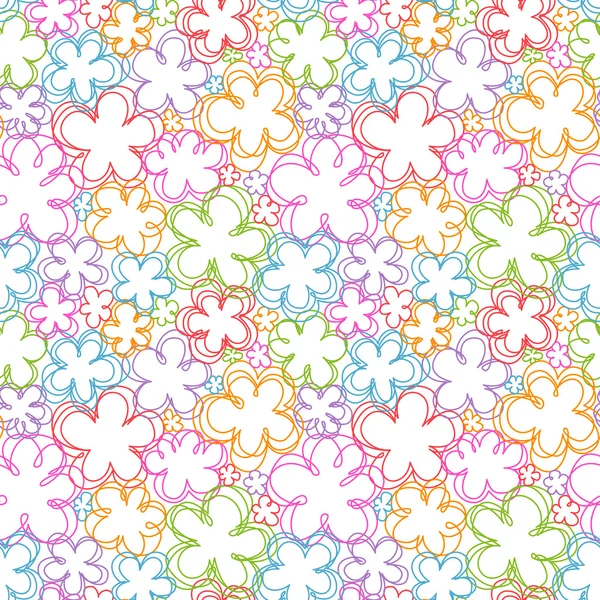 Doodle patrón floral sin costuras — Vector de stock