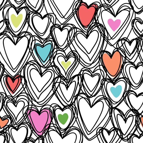 Seamless pattern with doodle hearts — Stock Vector