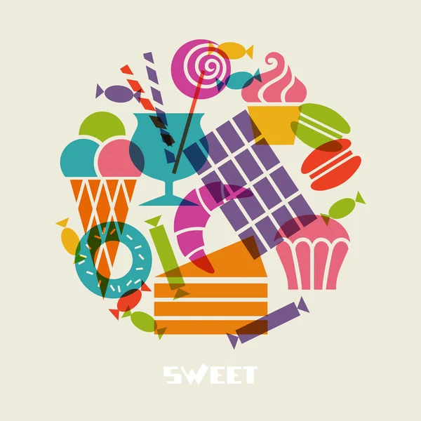 Ícones de sobremesa doce — Vetor de Stock