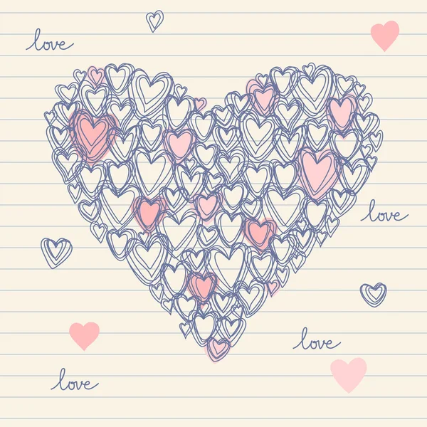 Roztomilý srdce doodle — Stockový vektor