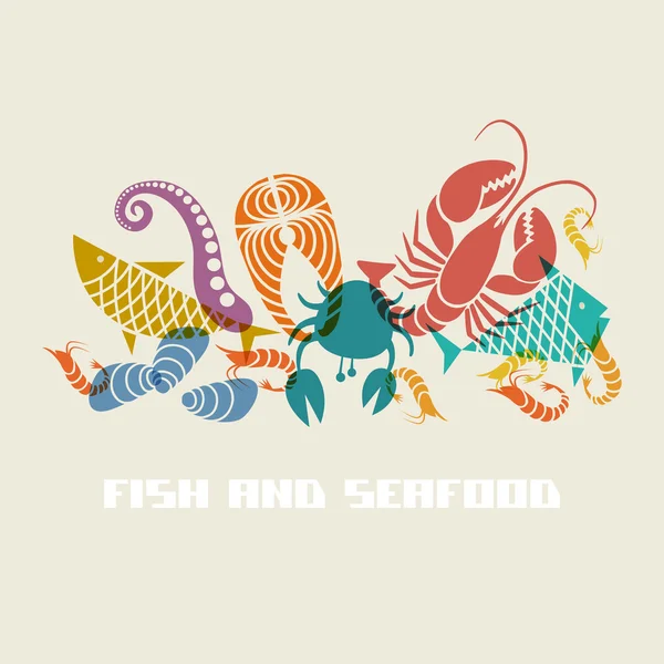 Color fish and seafood icon Royalty Free Stock Vectors