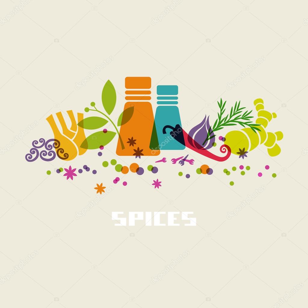 Color spices and herbs icon