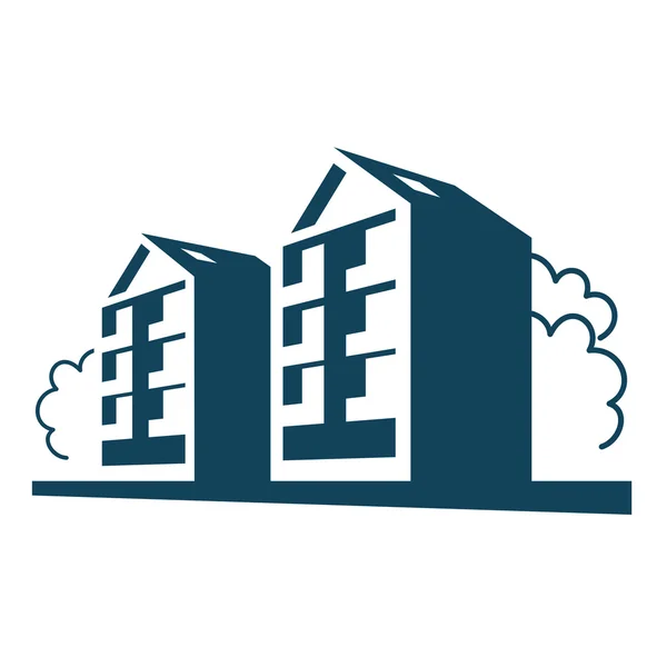 Icono con grupo de casas de apartamentos — Vector de stock