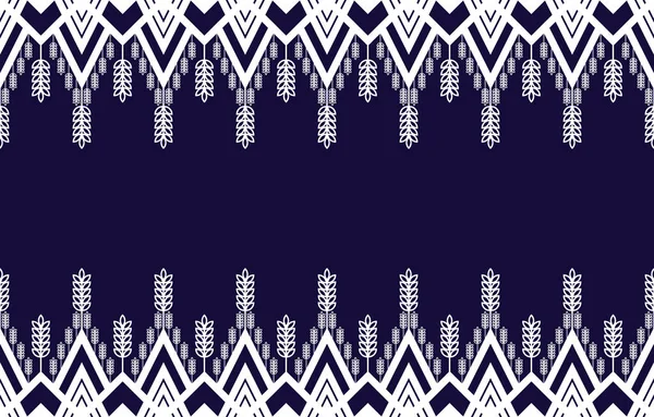 Arka plan için etnik desen, Geometrik etnik desen nakış, duvar kağıdı, giysi, ambalaj, batik, kumaş, Vektör illüstrasyon nakış tarzı, koyu mavi arkaplan üzerine beyaz çizgi tasarımı,