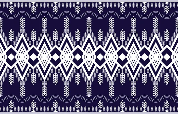 Koyu mavi zemin üzerinde beyaz çizgi tasarımı, arkaplan için etnik desen, Geometrik etnik desen nakışı, duvar kağıdı, giysi, ambalaj, batik, kumaş, Vektör illüstrasyon nakış tarzı,