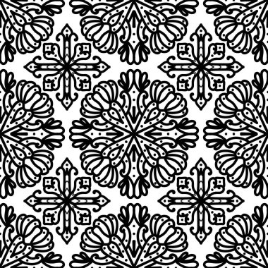 Zarif botanik, süslü çizgiler ve simetri, tekstil, duvar kâğıdı, ambalaj, kumaş ve kırtasiye tasarımı için mükemmel.