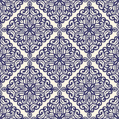 Zarif botanik, süslü çizgiler ve simetri, tekstil, duvar kâğıdı, ambalaj, kumaş ve kırtasiye tasarımı için mükemmel.