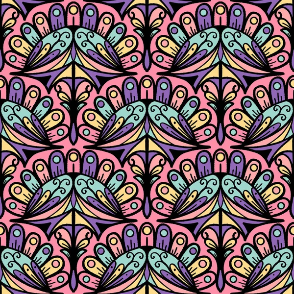 Zarif botanik, süslü çizgiler ve simetri, tekstil, duvar kâğıdı, ambalaj, kumaş ve kırtasiye tasarımı için mükemmel.