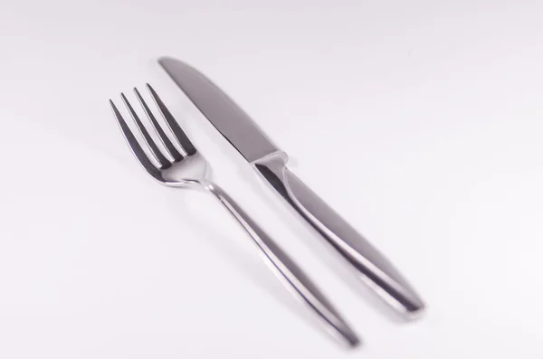 Silver fork spoon knief isolated on white background — Stock Image Silver fork spoon knief isolated on white background Stock Photo