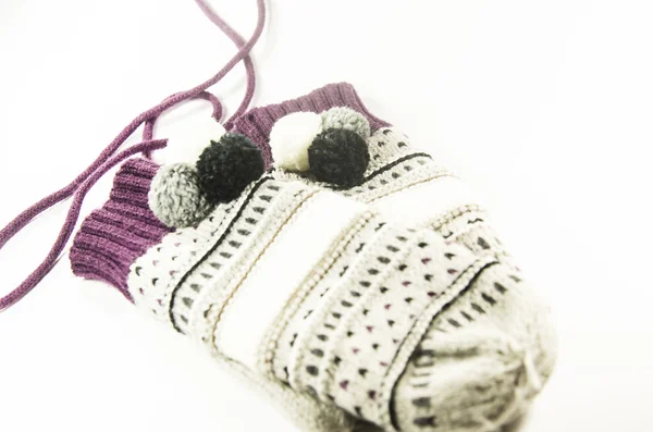 Natuurlijke wollen handschoenen en wanten geïsoleerd op witte achtergrond. — Stockfoto