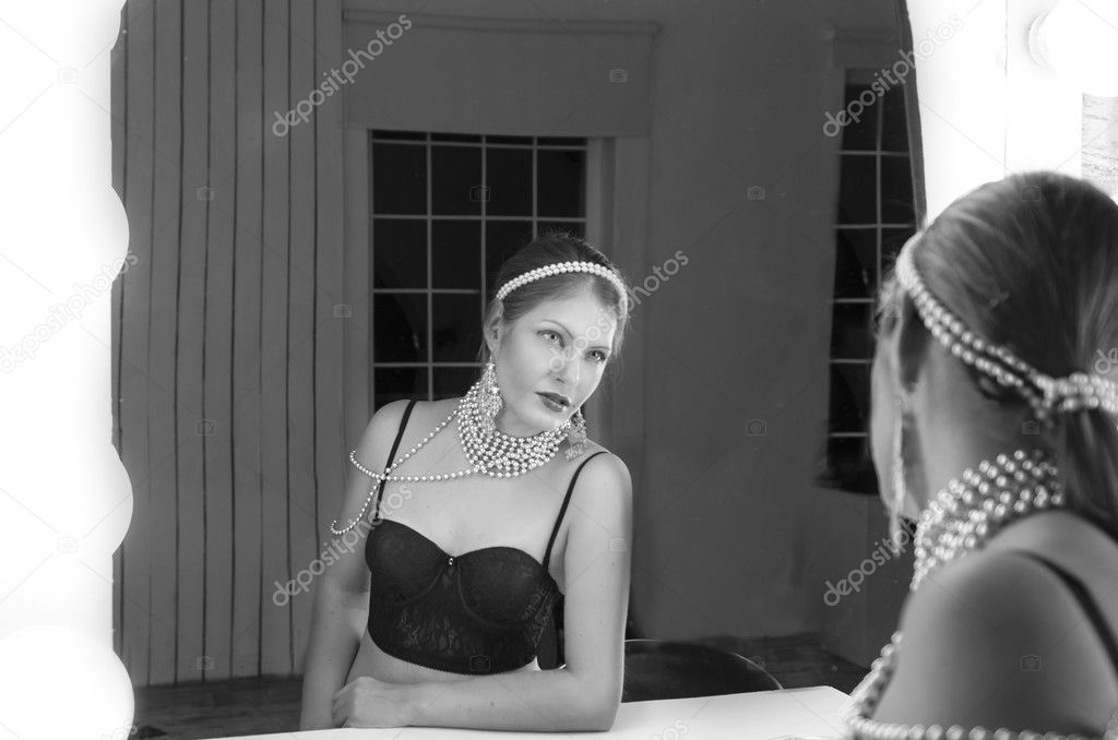 Black and white portrait  of beautiful and elegant woman