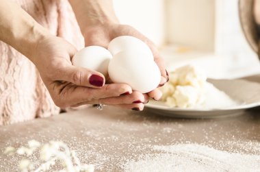 Tavuk yumurtası kadın elinde