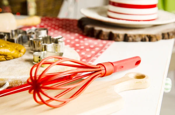Red colorful whisk for whipping — Stock Photo, Image