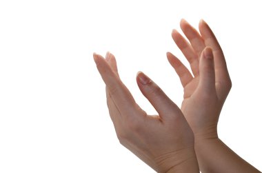 Kadının elleri üzerinde beyaz izole