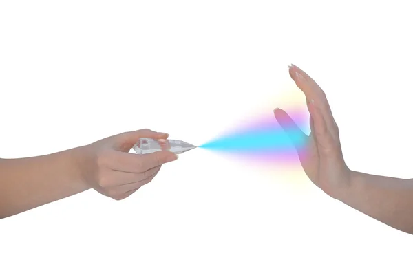 Vogel değnek tutan kadının el