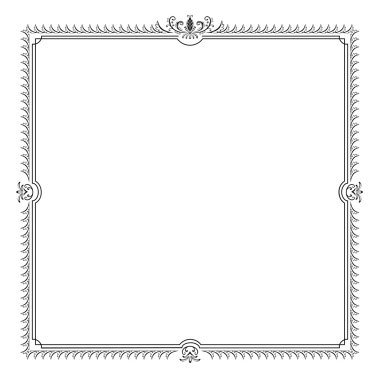 Dekoratif kare vektör çerçeve swirls ve yaprakları ile. 