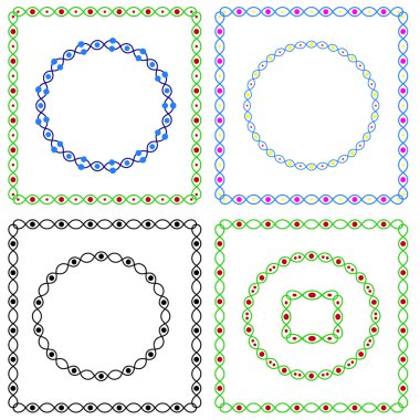 Renkli çerçeve kümesi. Çeşitli şekiller. Desen fırçaları dosyada yer. 