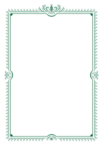 Marco, vector, frontera, decorativo, remolinos, hojas, invitación, saludo, tarjeta, certificado, diploma, vintage, elemento floral , — Vector de stock