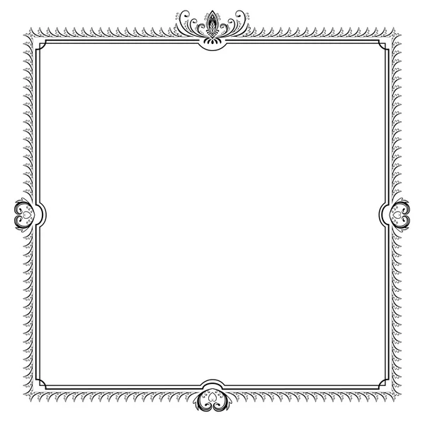 Decoratieve vierkante vector frame met wervelingen en bladeren. — Stockvector