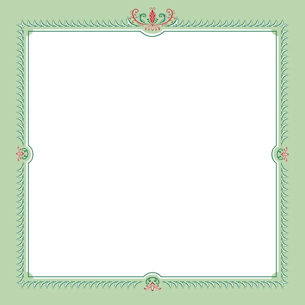 Decoratieve vierkante vector frame met wervelingen en bladeren. — Stockvector