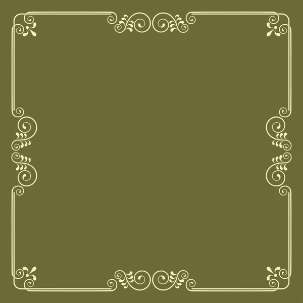 まんじと葉と緑の背景を持つ装飾的な正方形のフレーム。招待状と証明書テンプレート. — ストックベクタ