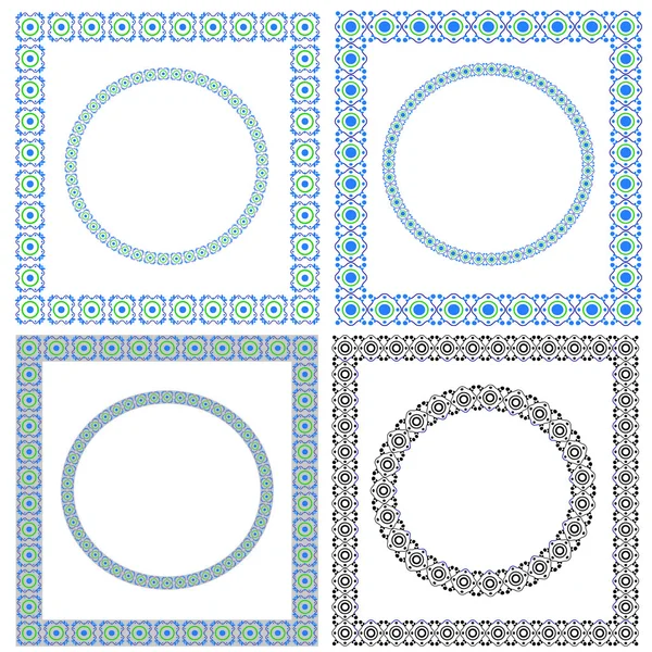 Set of colorful frames. Various shapes. Pattern brushes are included in the file. — Stock Vector
